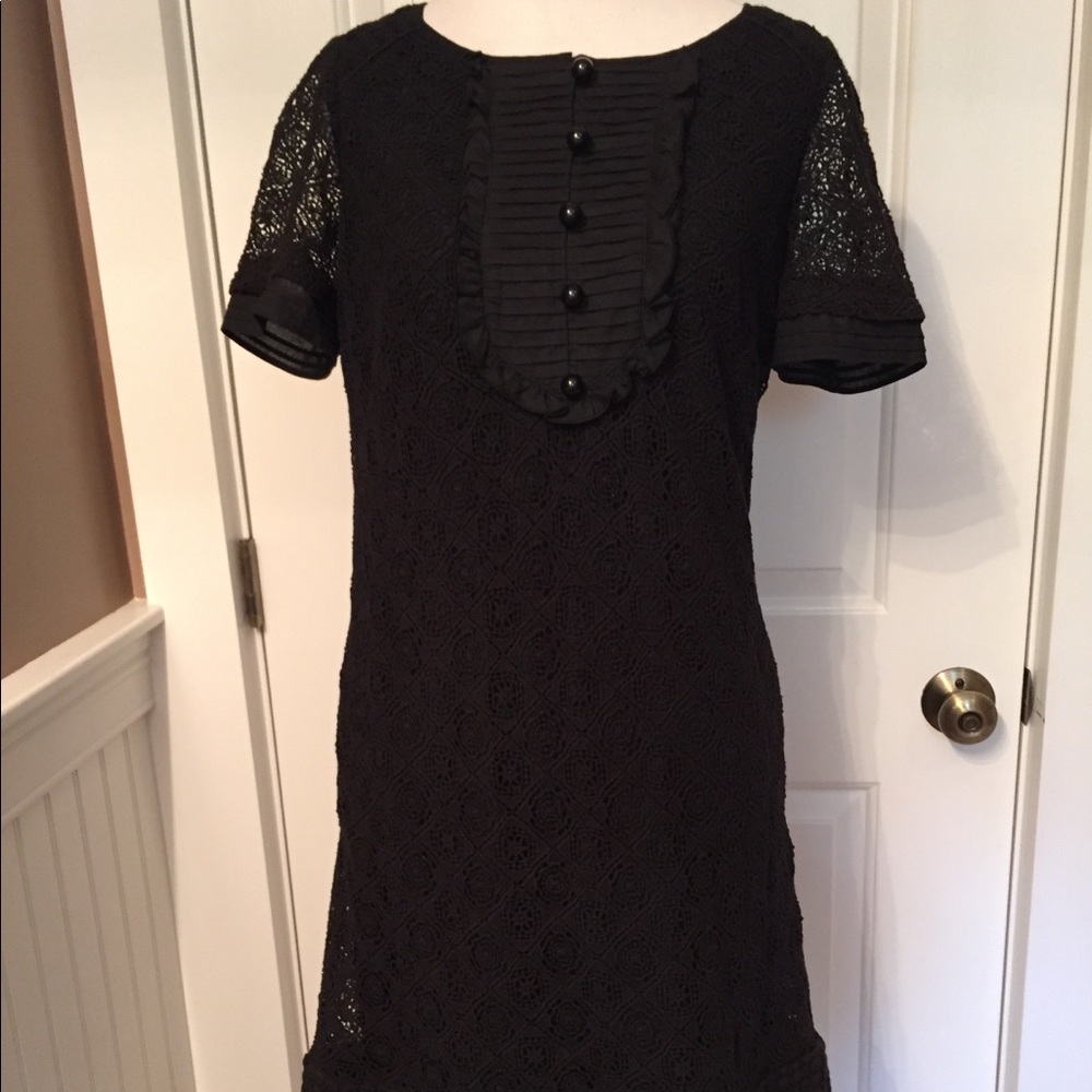ETCETERA DRESS SHIFT BLACK LACE SHORT SLEEVE SIZE 0